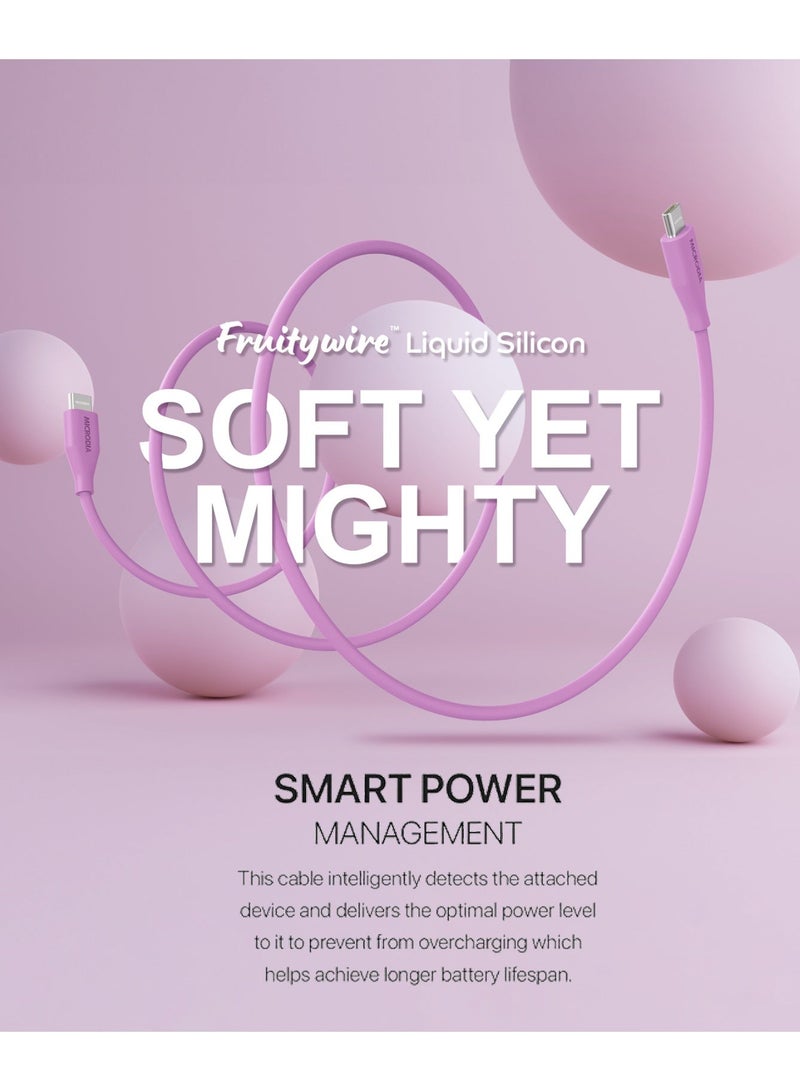 MICRODIA 【Microdia】 Fruitywire PD100W USB-C to USB-C Charge & Sync Cable, Liquid Silicon, 1.3m - Soft Touch & Tangle-Free - Image 2